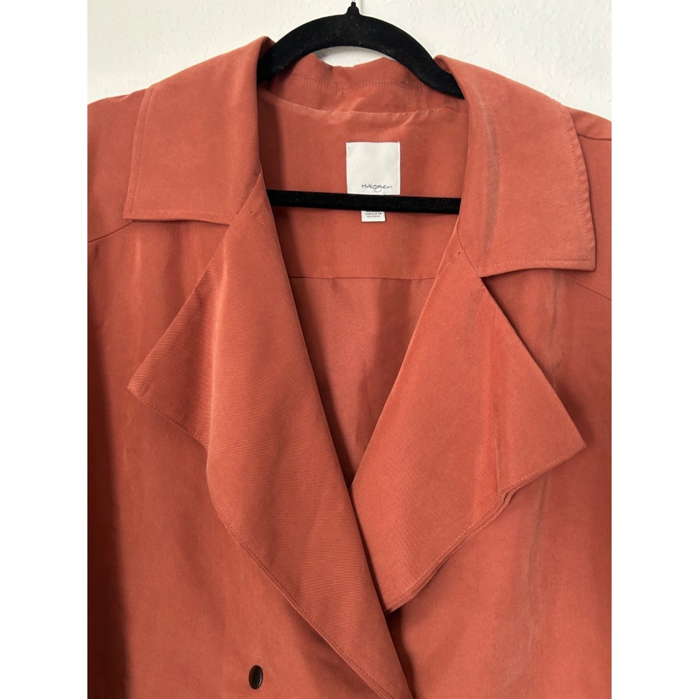 Halogen Cropped Utility Jacket Size XL Rust Modal Blend Double Breasted Button - Picture 2 of 10